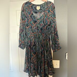 Maeve Colorful Paisley Long Sleeve Dress